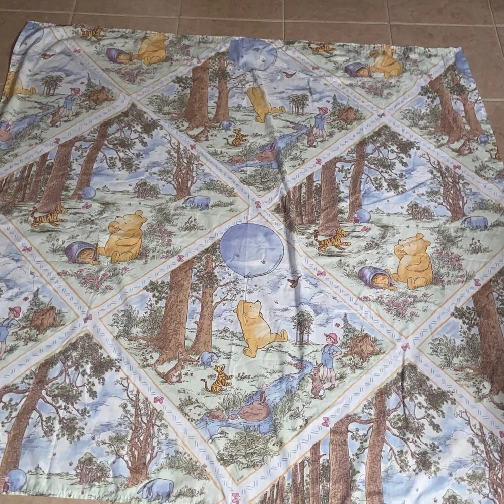 RARE Vintage Winnie the Pooh Shower Curtain Piglet Roo Eeyore Christopher Robin